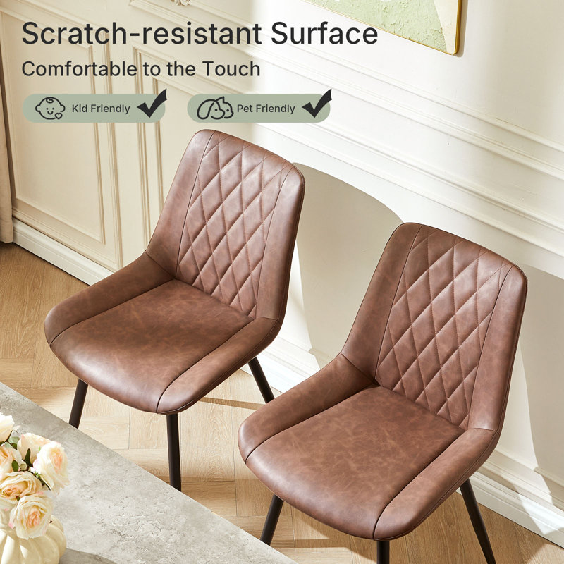 43cm H Upholstered Metal Side Chair, Dark Brown