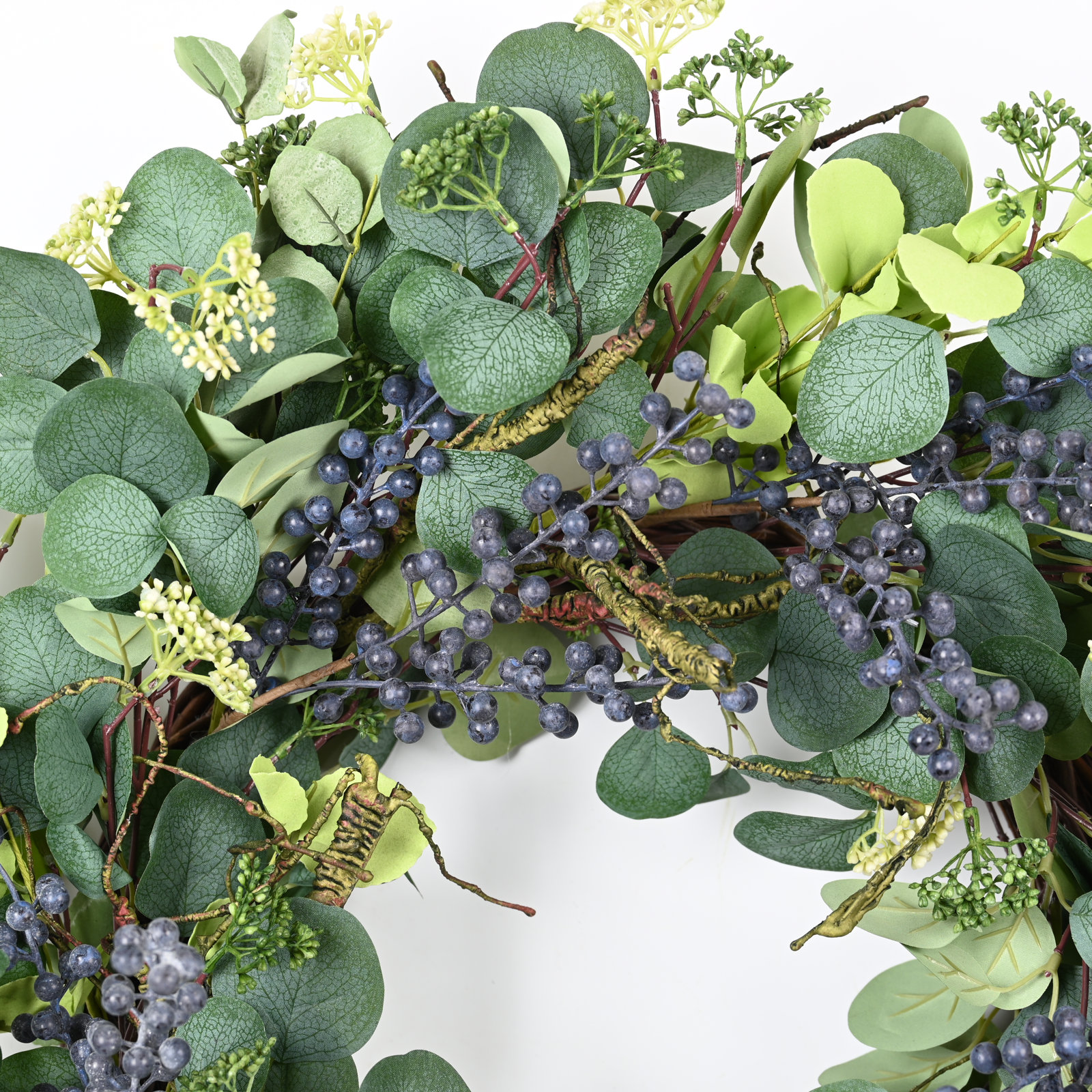 24" Handcrafted Eucalyptus, Berry No Holiday Wreath