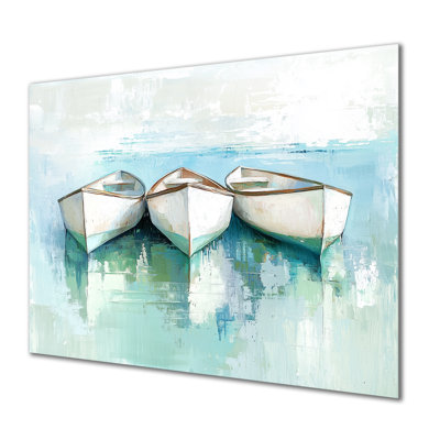 Watercolor Canoes On The Serene Lake - Cottage Metal Wall Art Decor, Lake Metal Print