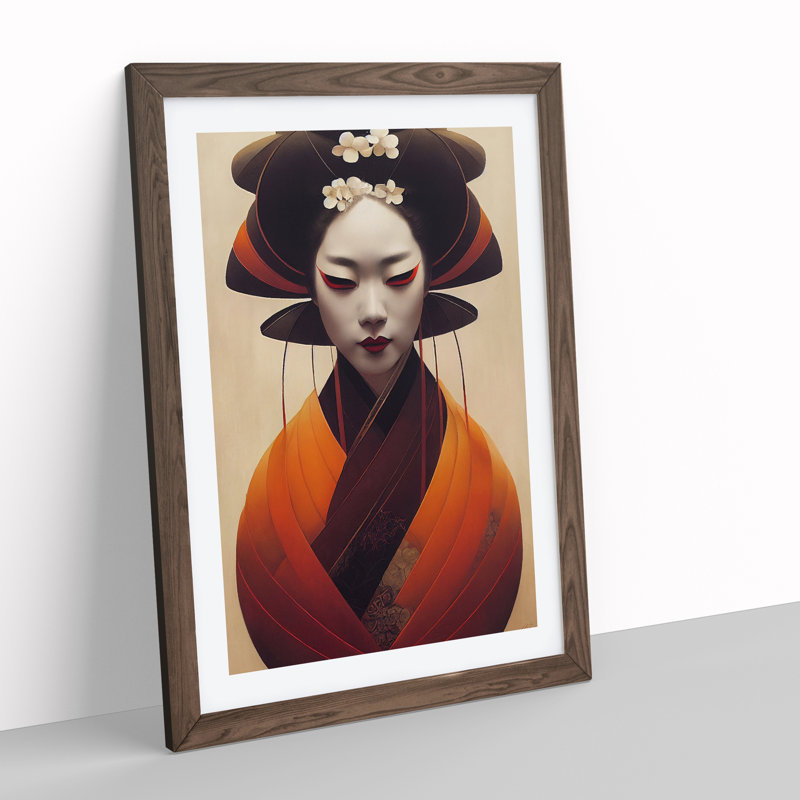 Modern Geisha No.3 - Framed Print, 46cm H x 34cm W x 2cm D, Walnut
