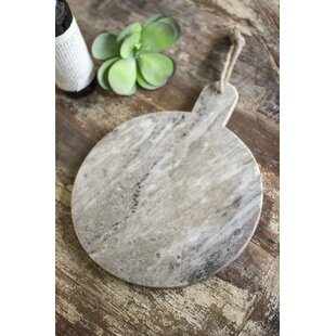 Small White Wood, Marble & Jute Cutting Board - Foreside Home & Garden