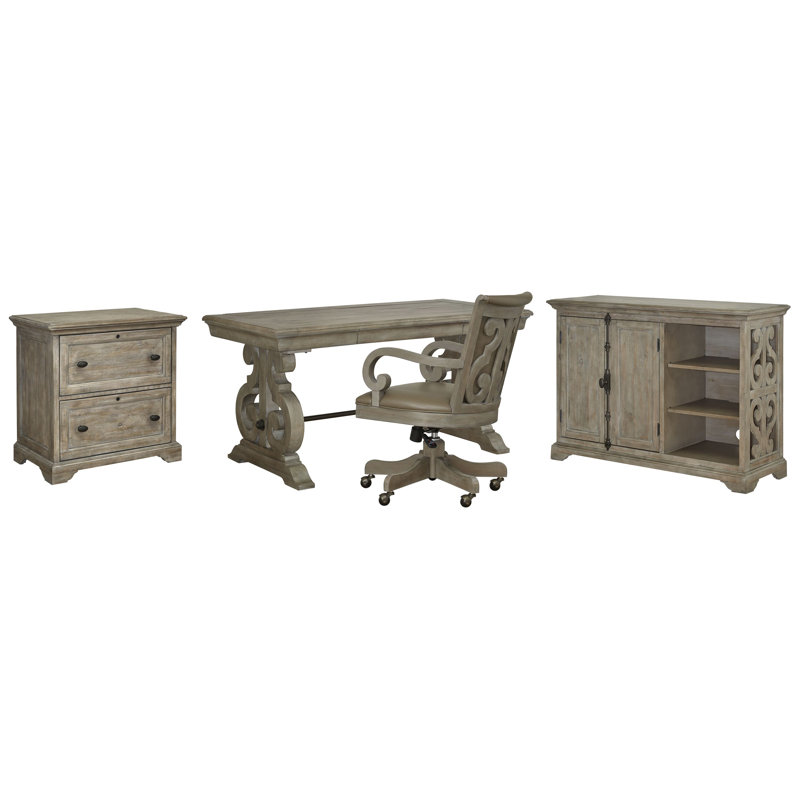 Writing Desk With Lateral File, 2 Pieces: Desk, Filing Cabinet