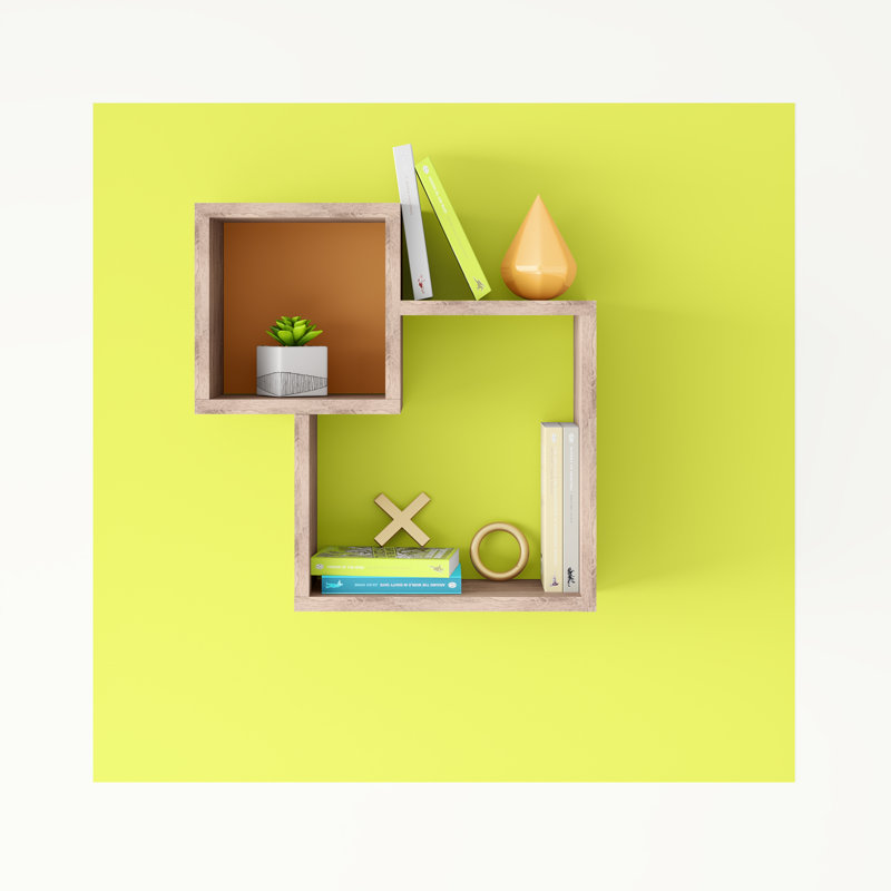 Tablette murale moderne Abberbury, Moka clair / moutarde
