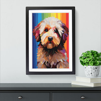Labradoodle Minimalism No.3 - Single Picture Frame Print on Wood