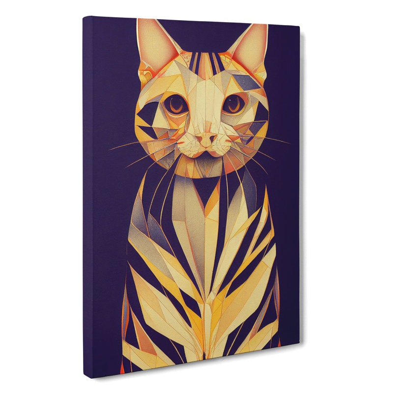 XC1022-1300X Cat Art Deco No.1 - Wrapped Canvas Print, 60cm H x 40cm W x 3cm D