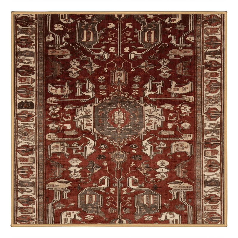 Machine Washable Persian Brown Area Rug, Square 7'