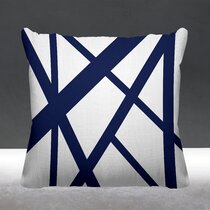 18X18 Dark Blue and White Abstract Stripe Throw Pillow