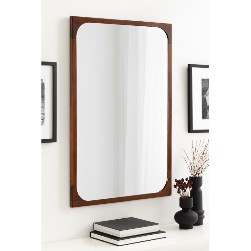 Miroir de salle de bain en bois, Brun