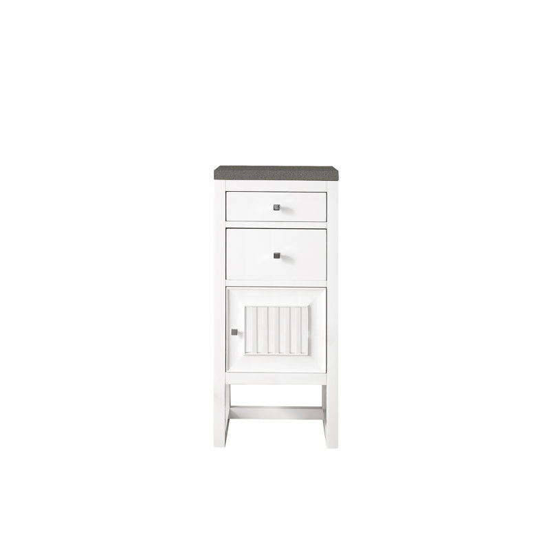 Athens 15" W Freestanding Bathroom Cabinet, Right Handed, Glossy White/Gray Expo