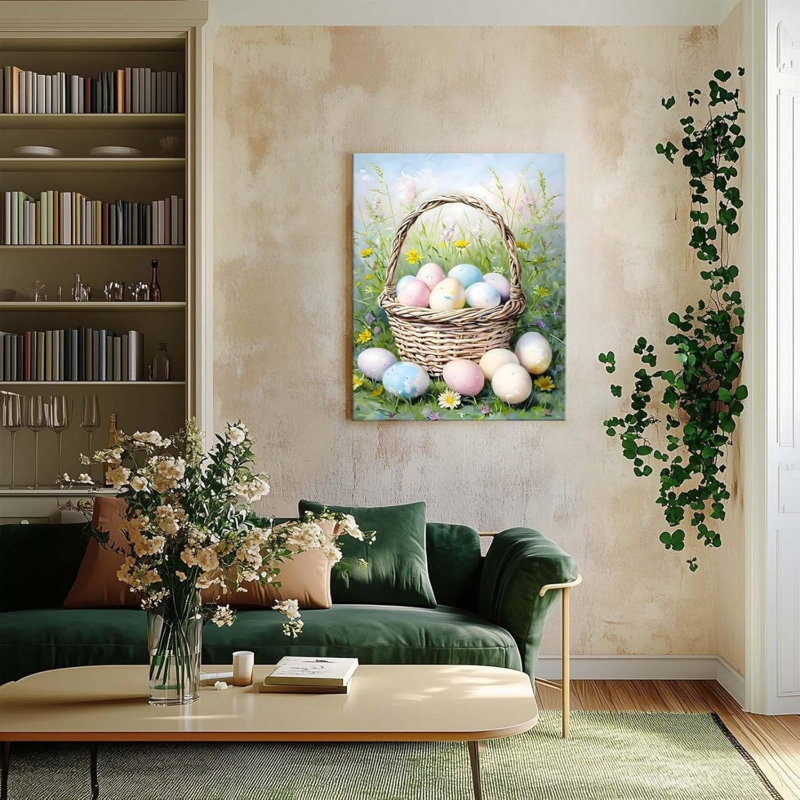 Eggs & Dreamlike Fields Unframed Canvas Wall Art  16" X 20"