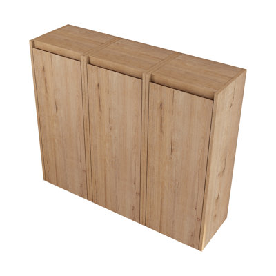 12" Bathroom Side Shelf Cabinet, 3 Soft Close Doors, Wall Mounted, Practical Storage Mounted Cupboard, X 3, Modern Accessory