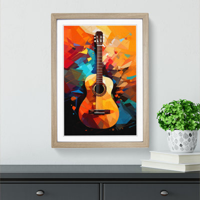 XYZ-FRM-V1223-1763 Acoustic Guitar Pop No.2 - Single Picture Frame Print on Wood