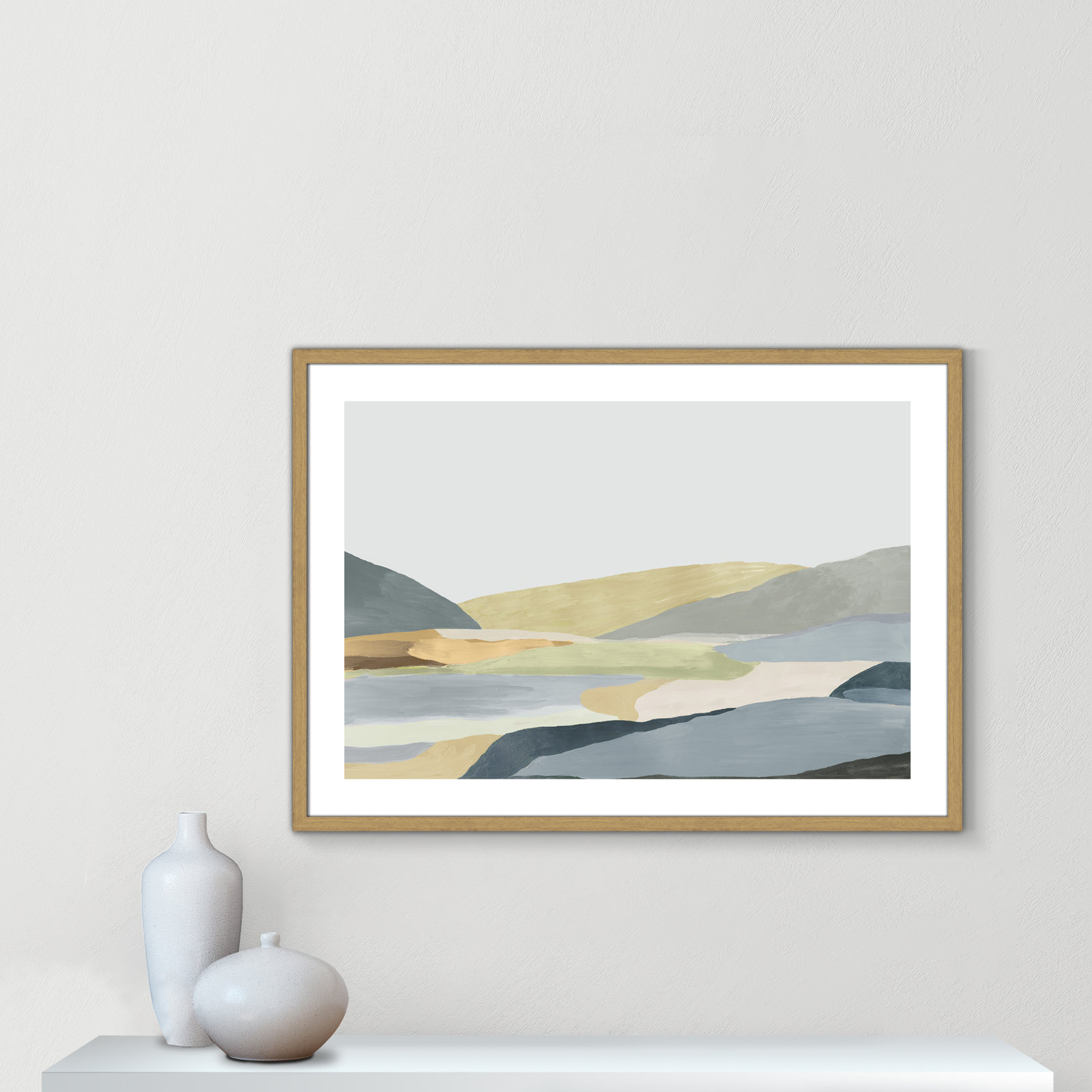 Blair "Warm Hills II" Painting, 25.5" H x 35.5" W x 0.75" D, Beige Framed Paper