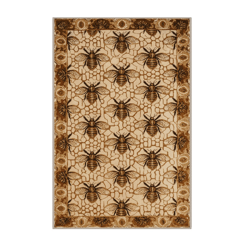 Tapis brun français lavable à la machine, Rectangle 5 pi x 7 pi