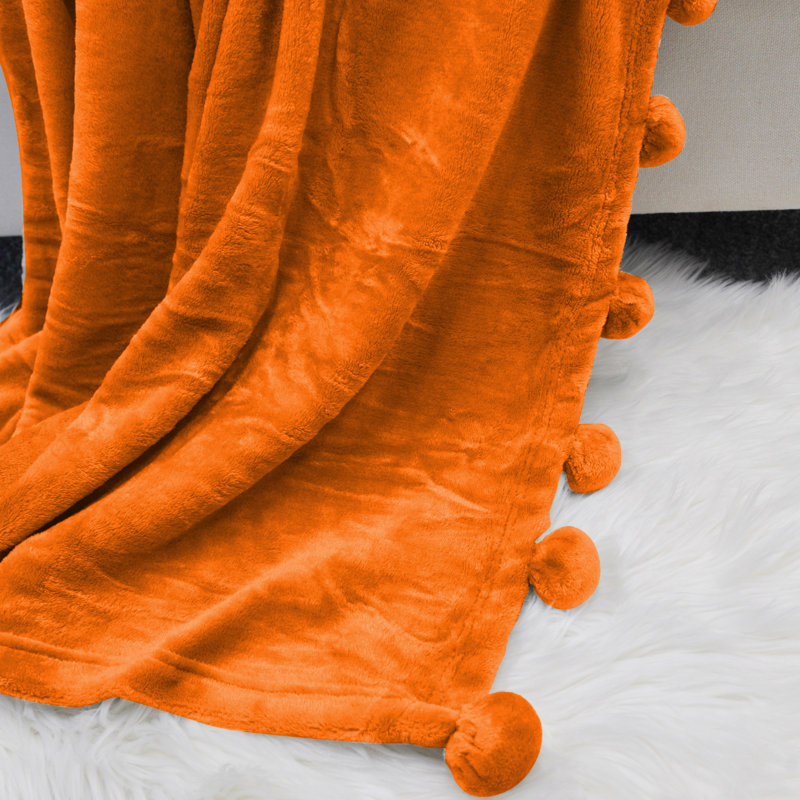  Couverture en molleton flanelle, Orange brûlé, L 50 po x L 60 po