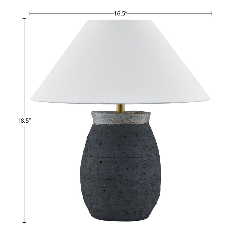 Lampe de table 19 "avec abat-jour en lin Patrick, noir