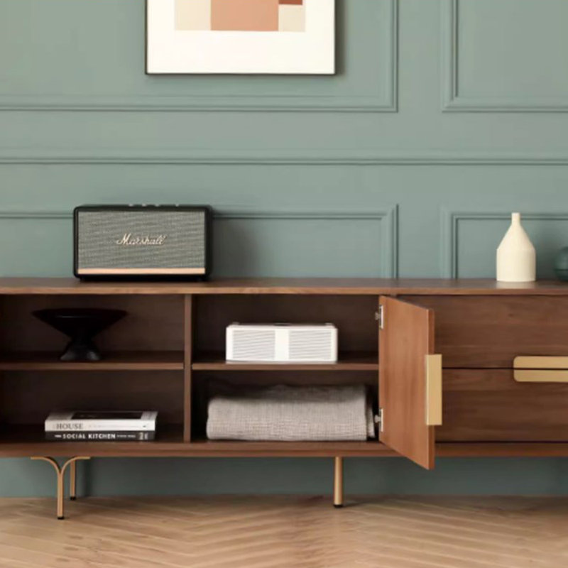 Meuble télé en bois massif rétro au design simple