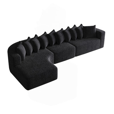 131.1-Inch Chenille Sectional Sofa Set, Modern Cloud-Shaped Curved Sofa, Includes 10 Pillows, Living Room Fabric Corner Sofa, L-Shaped Modular Sofa (L by Ivy Bronx