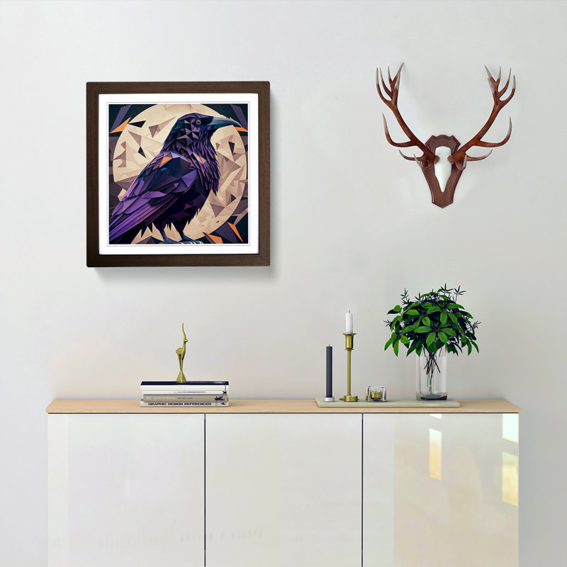 Raven Geometric - Framed Print, Walnut
