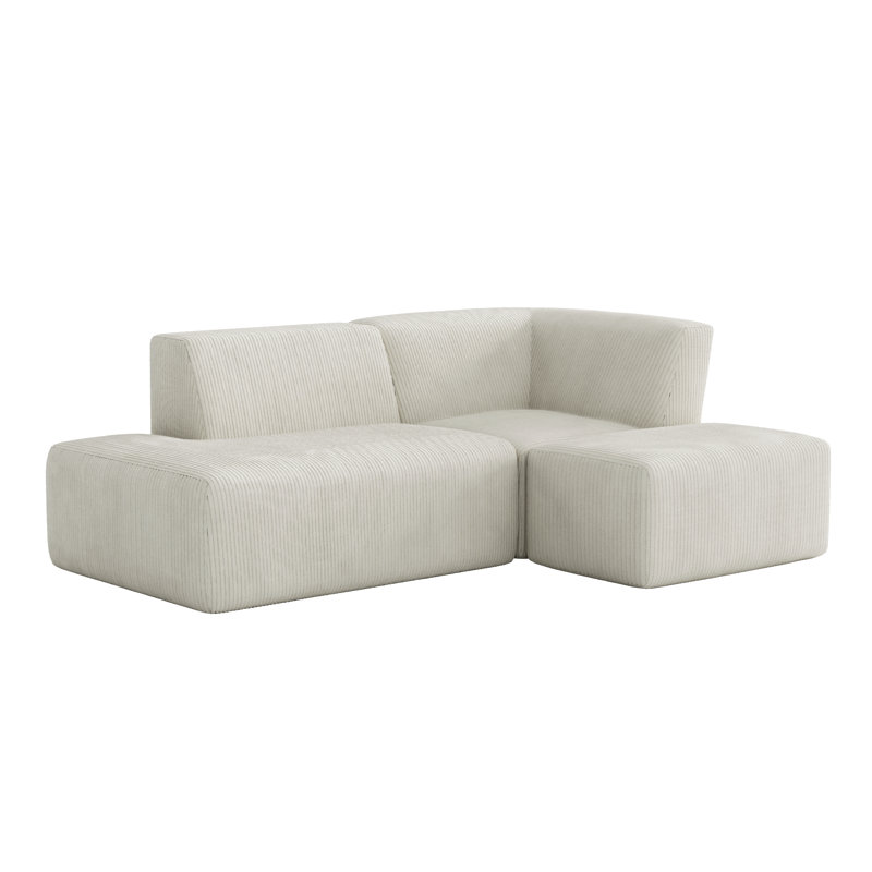 3 Seater Corduroy Seating Component, Beige Corduroy