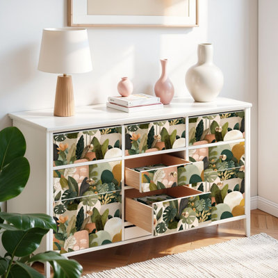 Papier peint auto-adhésif Botanical Tropical Foliage, impression sur textile, auto-adhésif et amovible 24 po x 118 po (60 x 300 cm)
