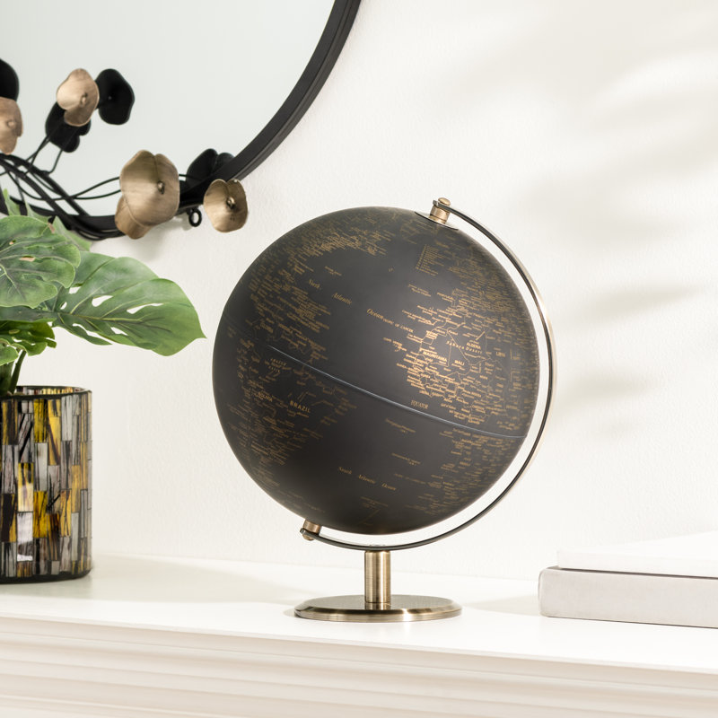 Globe décoratif rétro noir et or (8 pouces), Noir rétro