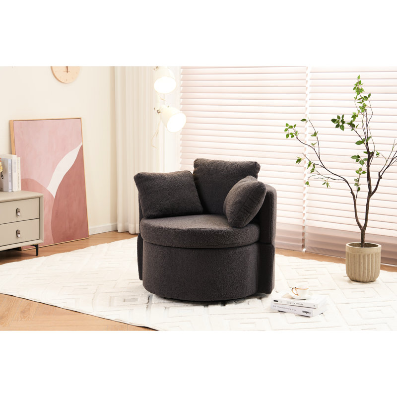 Chaise ergonomique pivotante à 360 degrés en tissu gris foncé avec rangement et siège rembourré, Dark Grey