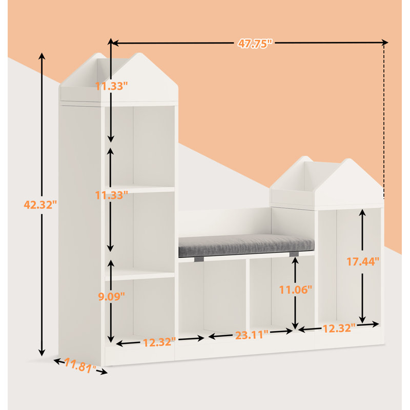 Kids Bookshelf,children Bookcase 6-cubby Toy Storage Organizer