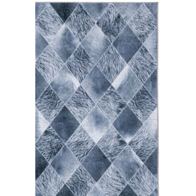 Animal Print Power Loom Polyester Area Rug in Grey/Dark Grey