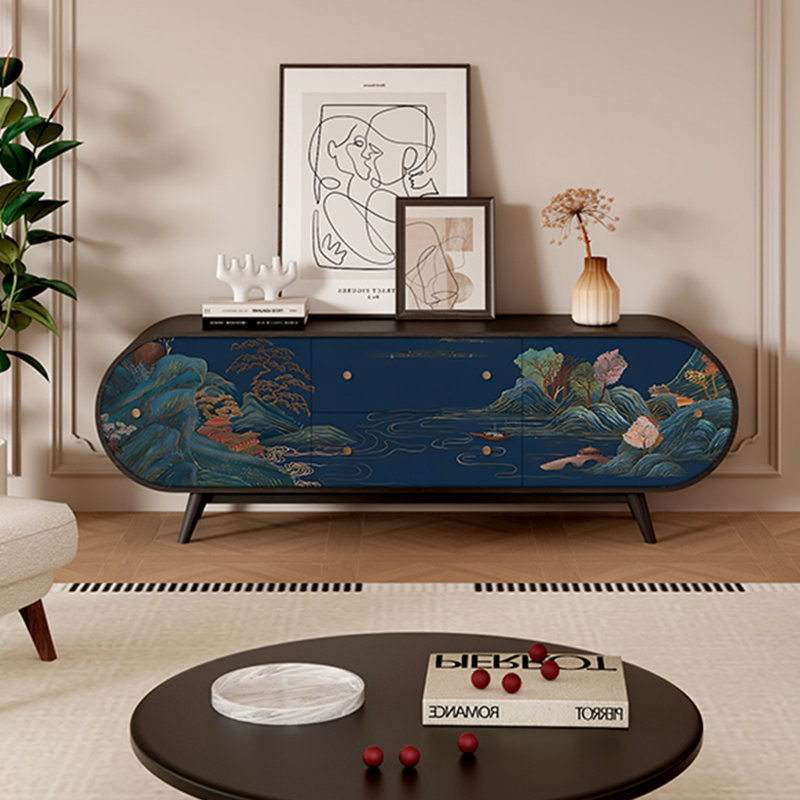Meuble télé en bois de noyer de style français rétro