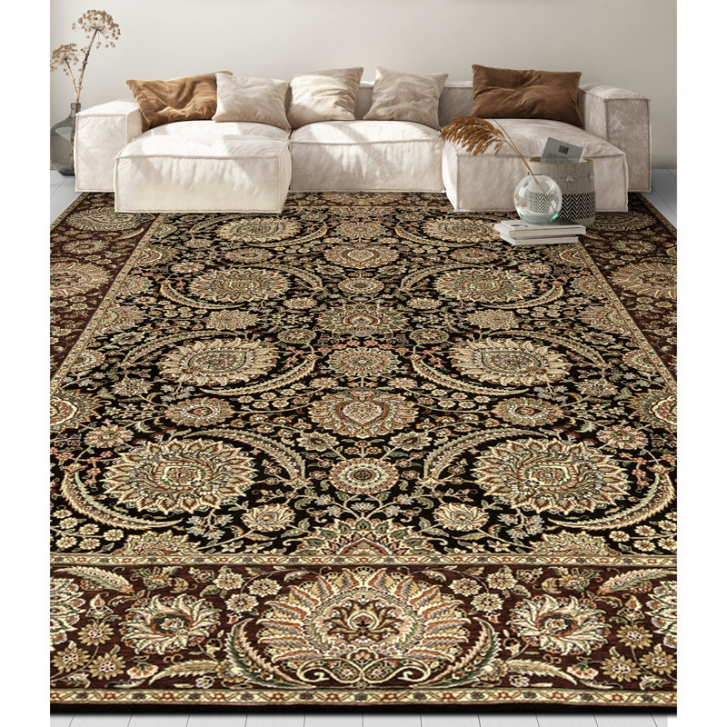 Tapis rectangulaire en laine noué à la main