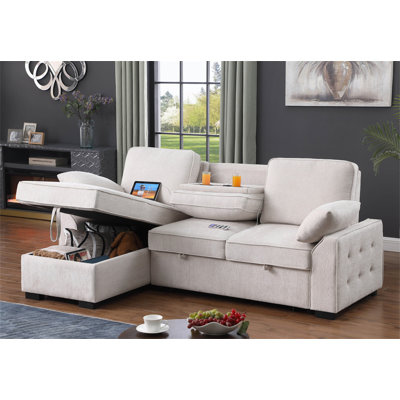 Canapé-lit modulaire réversible en tissu chenille l 91 po Marcello