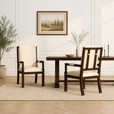 Modern Set of 2 Rubber Wood Upholstered Dining Chairs with High-Density Sponge Cushion for Home, Restaurant, Cafe