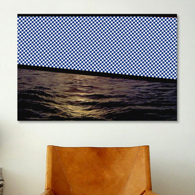 Albree Modern Sunset at Sea, impression sur toile, H 18 po x l 26 po x P 1,5 po, Toile avec cadre noir, Pas de tapis