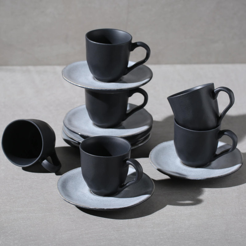 Tasse à café espresso et soucoupe en céramique 4,1 oz - Passe au micro-ondes, au four et au lave-vaisselle