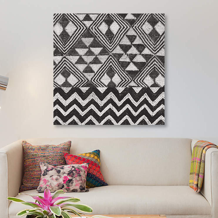 « kuba chiffon tapis ii, b&w », reproduction d’impression sur toile, H 12 po x l 12 po x P 0,75 po, Toile tendue