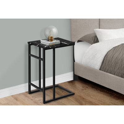 Accent Table C-shaped, End, Side, Snack, Living Room, Bedroom, Metal, Laminate, Contemporary