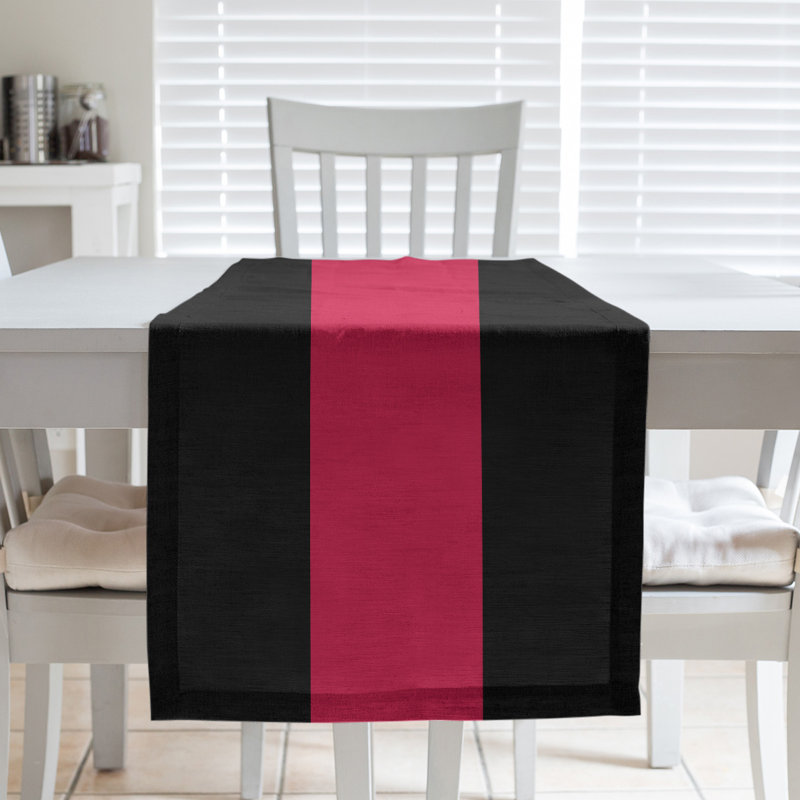 Toronto Basketball Table Runner, 90" L x 16" W, Black/Red/Black, Poly Twill