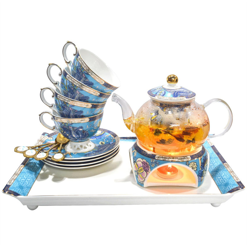 DNGJU 21oz. Floral Teapot Set