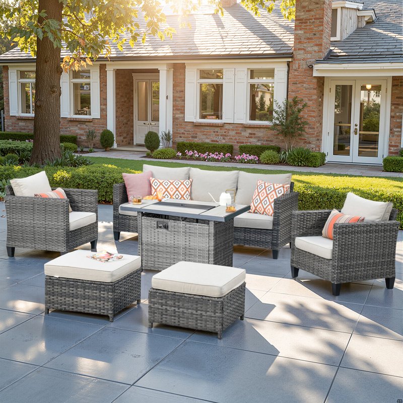 Harbin 5 - Person Patio Conversation Set with Cushions, Beige
