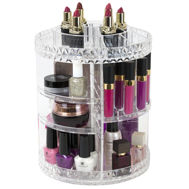 Clear Rotating Multi-Tier Cosmetic Organizer with Divided Slots