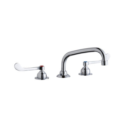 Ensemble de robinetterie central 8 "avec robinet de terrasse dissimulé avec bec en tube arqué 8" et poignées de poignet de 6 "chromées