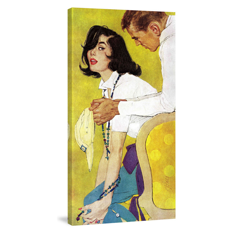Vintage Yellow and Blue Fashion Canvas Art Print