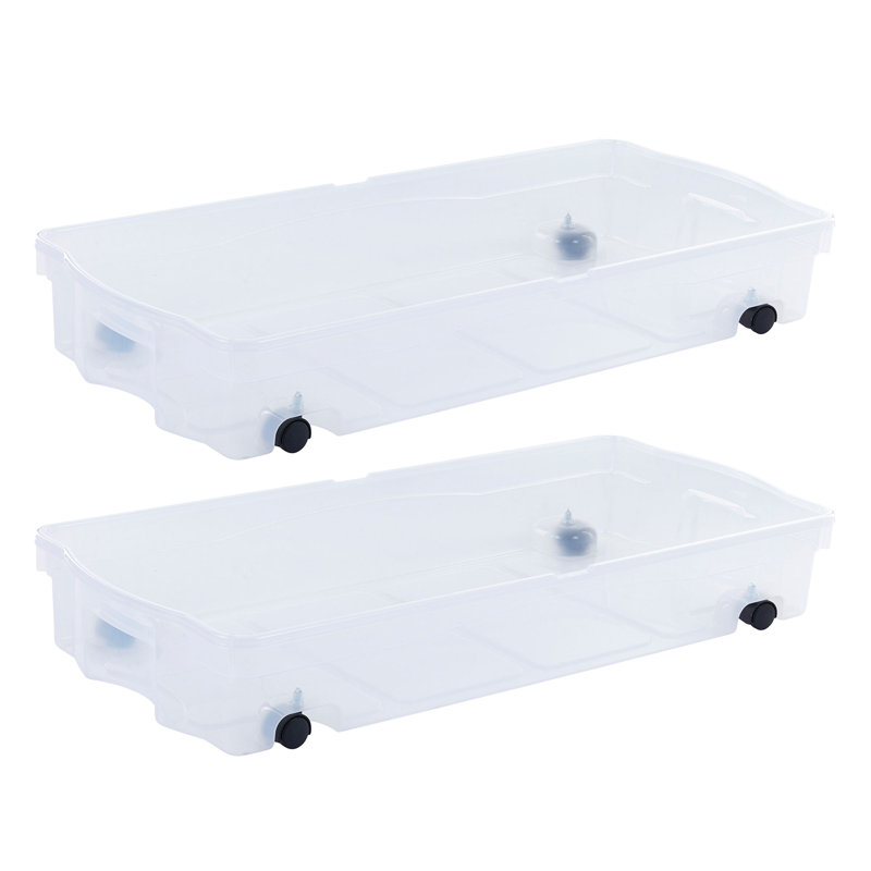 Clear Wheeled Underbed Storage Bins with Latching Lids, 70 Qt, 2-Pack