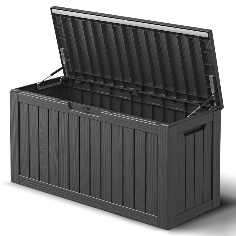 Black 80-Gallon Lockable Resin Outdoor Deck Storage Box