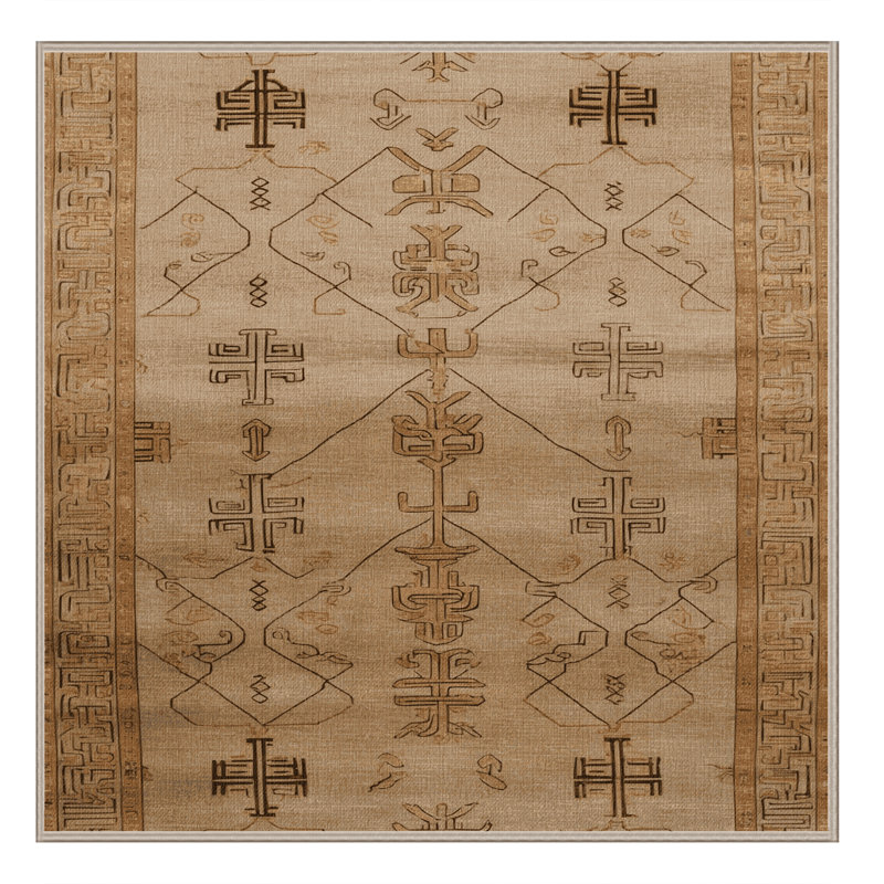Tapis art déco brun lavable à la machine, Carré 4 pi