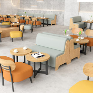 Light Luxury Minimalist Cafe Bench Faux Leather Upholstered Bench (Set of 2)