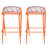 Outdoor 29" Seat Height Aluminum Frame Barstools With Rope-Woven Scallop-Shaped Backrest, Set Of 2, Orange