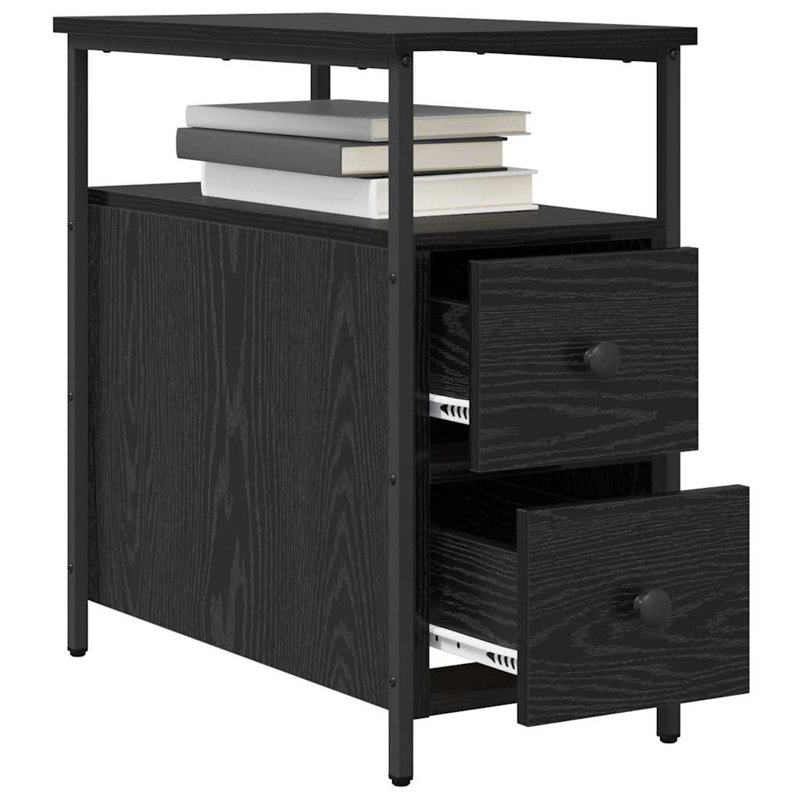 Bedside Cabinet Engineered Wood, Black Oak