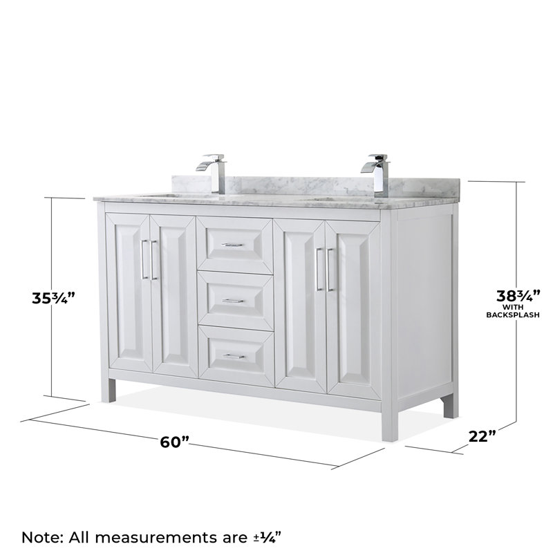 Daria 60'' W Double Vanity, White, Polished Chrome